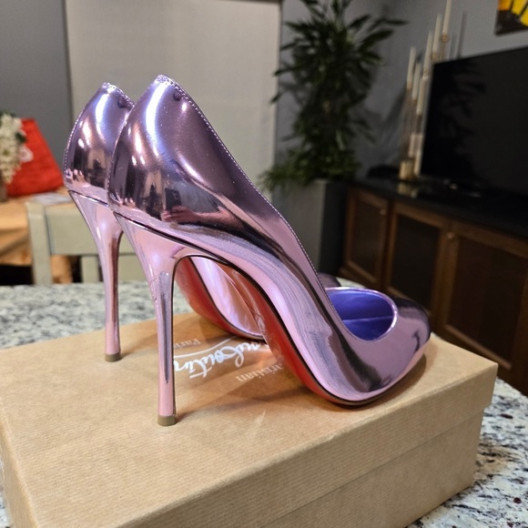 NEW Christian Louboutin Dolly Metallic Purple Pumps 100mm Size 39.5 - Picture 8 of 12